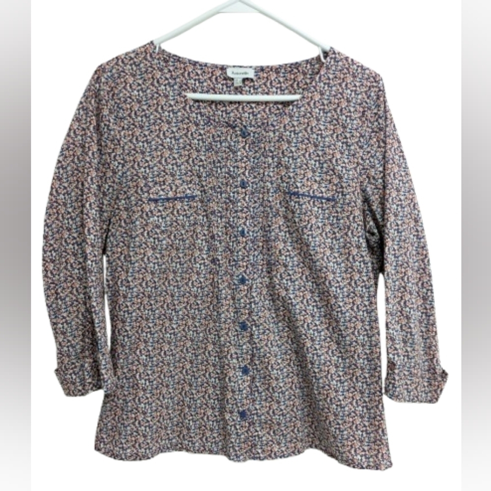 Antonelle Glaelle Bis women's floral cotton button-up blouse size 8
